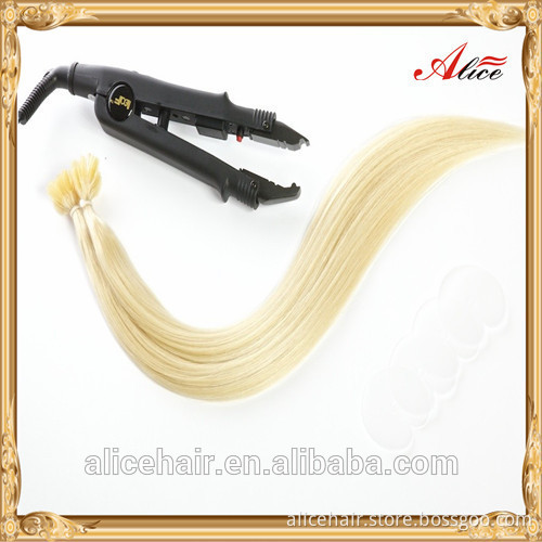 Wholesale double drawn remy russian nail tip hair extensions